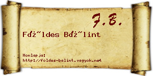 Földes Bálint névjegykártya