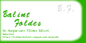balint foldes business card